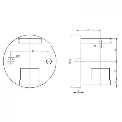Platine de fixation ronde latérale mixte pour poteau ø 42,4mm inox 304 Platine de fixation ronde latérale mixte pour poteau ø 42,4mm inox 304