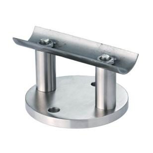 Platine de fixation garde corps latérale ronde de poteau inox  déport 50mm