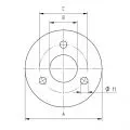 Platine à souder ronde inox 304 diamètre 100 mm épaisseur 10 mm 3 trous de 11 mm trou central 43 mm 1