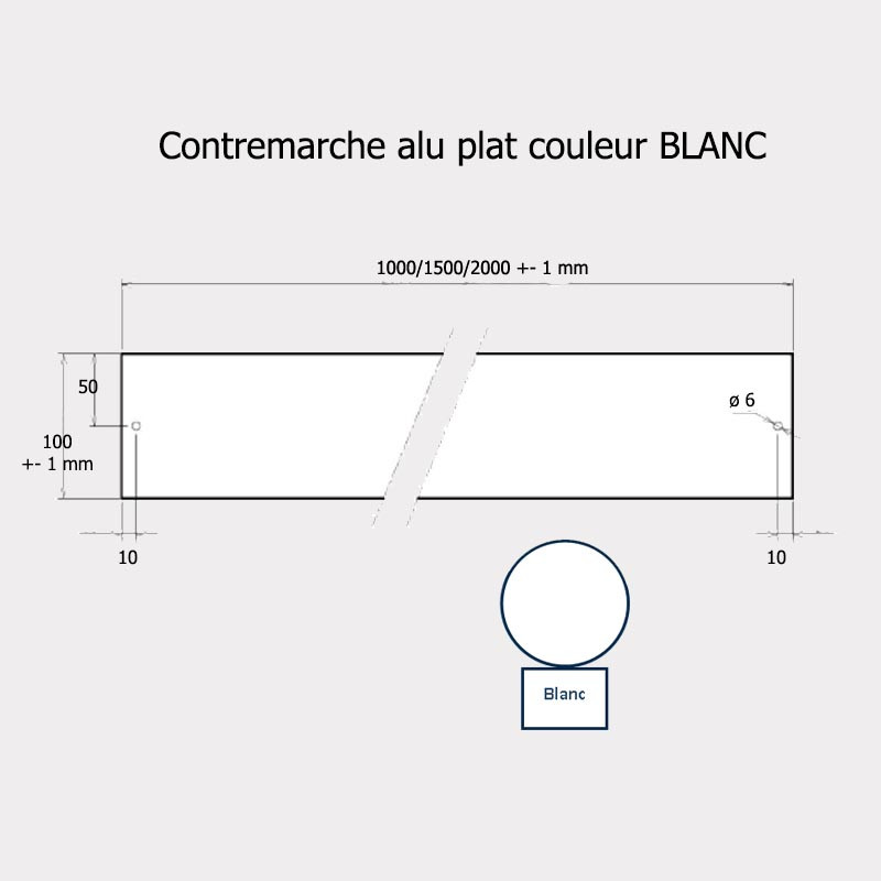 Contremarche aluminium 100 x 2000 BLANC recoupable