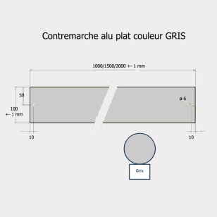 Contremarche aluminium 100 x 2000 mm GRIS recoupable