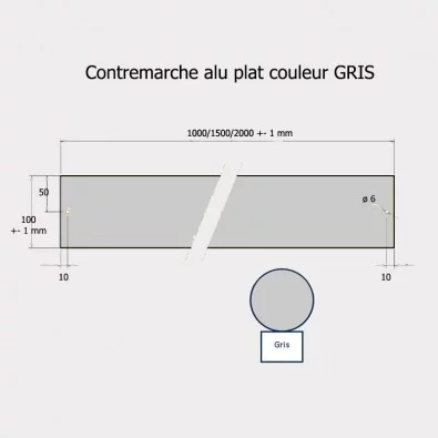 Contremarche aluminium 100 x 2000 mm GRIS recoupable