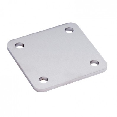 Platine carrée à souder 100 x 100 mm épaisseur 6 mm 4 trous de 11 mm en inox 304 brossé
