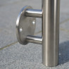 Poteau double main courante rampe ERP PMR pose sur le côté en inox 304 brossé 9