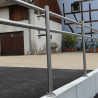 Poteau double main courante rampe ERP PMR pose au sol en inox 304 brossé 10