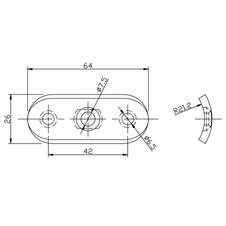 Support de fixation pour main courante plate mm en inox 304 brossé.