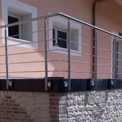 Garde corps inox en kit 5 barres à l\'anglaise : rampe escalier, terrasse, balcon, mezzanine