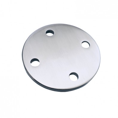 Contre-platine ø 100 mm épaisseur 8 mm 4 trous dont 2 fraisés en inox 304 brossé