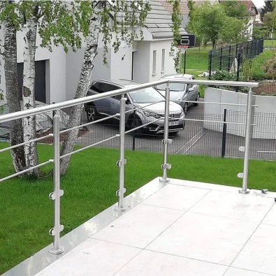Garde corps inox en kit à verre et barres à la française : rampe escalier, terrasse, balcon ou mezzanine