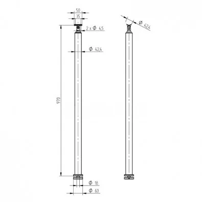 Poteau simple garde corps pose traversante avec support main courante Poteau simple garde corps pose traversante avec support main courante