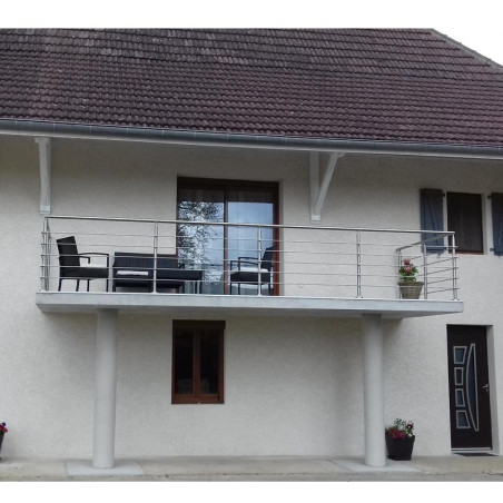 Garde corps à 5 barres en inox en kit à la française : rampe escalier, terrasse, balcon, mezzanine