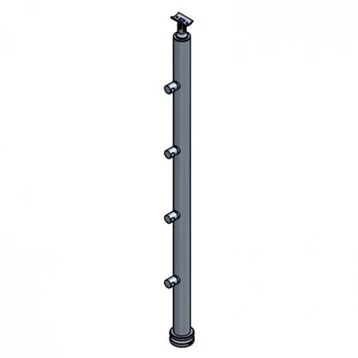 Poteau garde corps 4 barres pose traversante et support main courante