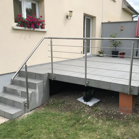 Garde corps inox en kit 5 barres à l'anglaise : rampe escalier, terrasse, balcon, mezzanine
