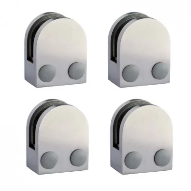 Pack de 4 pinces à tôle demi-rondes 45 x 60 mm pour support plat inox 304 brossé tôle épaisseur 3 mm