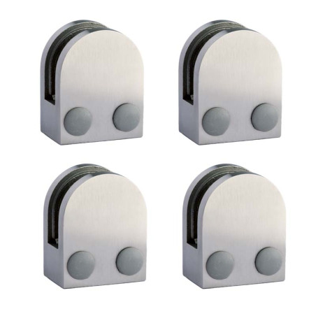 Pack de 4 pinces à tôle demi-rondes 45 x 60 mm pour support plat inox 304 brossé tôle épaisseur 3 mm