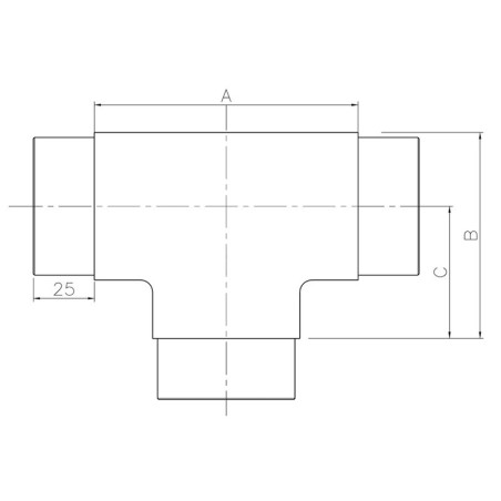 Raccord en Té en inox 304 brossé diametre 42,4 mm