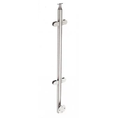 Poteau de milieu pour verre 8,76 mm en inox 316 brossé pose à l'anglaise