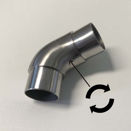 Photo du coude orientable pour quart tournant escalier en inox 304 brossé diamètre 42,4 mm