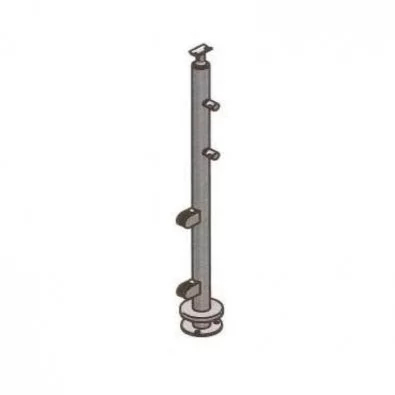 Poteau départ droite pour verre 8,76 mm et barres 12mm inox 316 brossé
