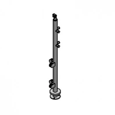 Poteau d'angle à 90° pour verre 8,76 mm et barres 12mm inox 316 brossé