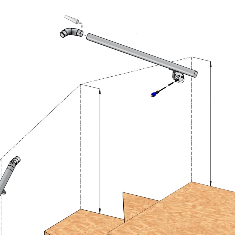 fixer au mur la rampe du segment haut