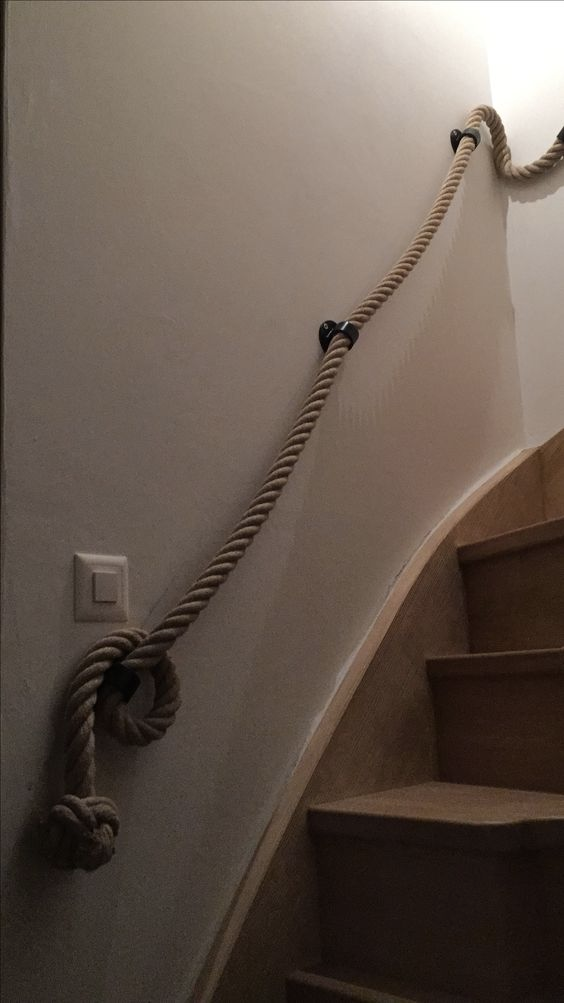 idée main courante corde chanvre pour rampe d'escalier