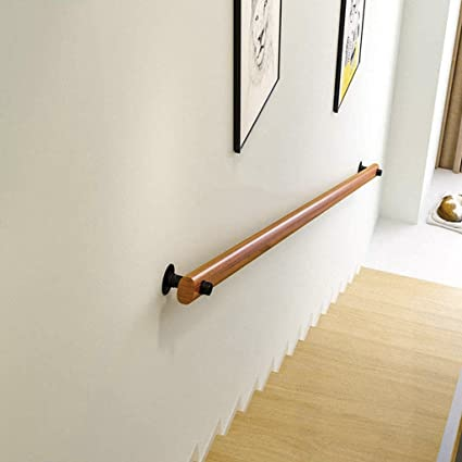 rampe d'escalier mural en bois Main courante d’escalier en bois et métal