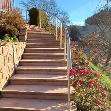 rampe escalier exterieur sur poteaux en inox