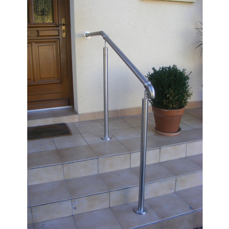 rampe escalier exterieur inox avec partie horizontale et depart mural