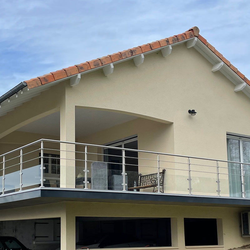 garde corps exterieur inox et verre a la francaise